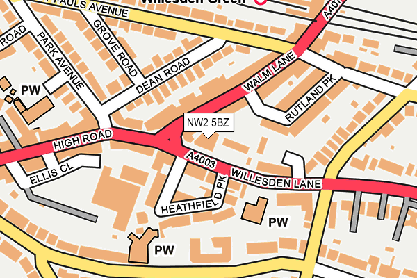 NW2 5BZ map - OS OpenMap – Local (Ordnance Survey) NW2 5BZ map - OS OpenMap – Local (Ordnance Survey)