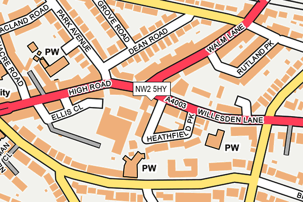 NW2 5HY map - OS OpenMap – Local (Ordnance Survey) NW2 5HY map - OS OpenMap – Local (Ordnance Survey)