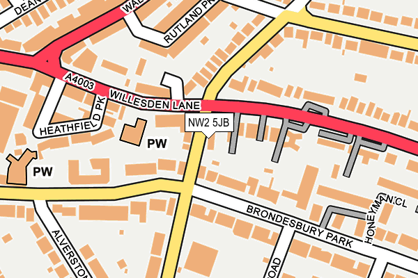 NW2 5JB map - OS OpenMap – Local (Ordnance Survey) NW2 5JB map - OS OpenMap – Local (Ordnance Survey)