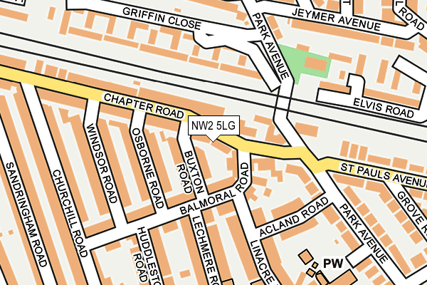 NW2 5LG map - OS OpenMap – Local (Ordnance Survey) NW2 5LG map - OS OpenMap – Local (Ordnance Survey)