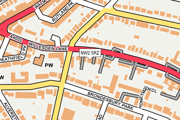 NW2 5RZ map - OS OpenMap – Local (Ordnance Survey) NW2 5RZ map - OS OpenMap – Local (Ordnance Survey)