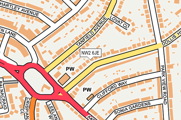 NW2 6JE map - OS OpenMap – Local (Ordnance Survey) NW2 6JE map - OS OpenMap – Local (Ordnance Survey)