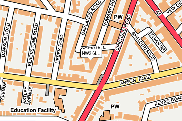 NW2 6LL map - OS OpenMap – Local (Ordnance Survey) NW2 6LL map - OS OpenMap – Local (Ordnance Survey)