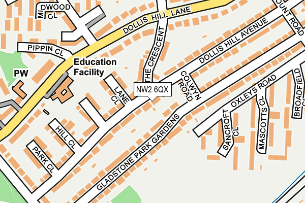 NW2 6QX map - OS OpenMap – Local (Ordnance Survey) NW2 6QX map - OS OpenMap – Local (Ordnance Survey)