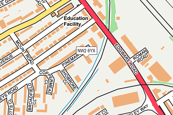 NW2 6YX map - OS OpenMap – Local (Ordnance Survey) NW2 6YX map - OS OpenMap – Local (Ordnance Survey)