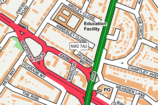 NW2 7AU map - OS OpenMap – Local (Ordnance Survey) NW2 7AU map - OS OpenMap – Local (Ordnance Survey)