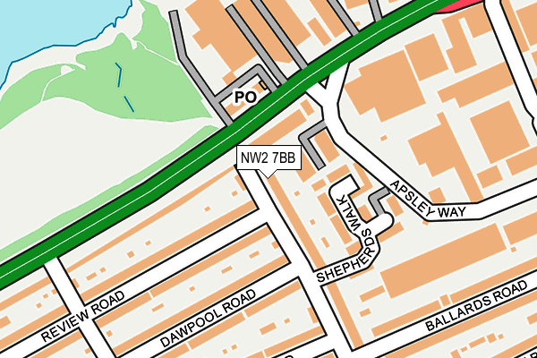 NW2 7BB map - OS OpenMap – Local (Ordnance Survey) NW2 7BB map - OS OpenMap – Local (Ordnance Survey)