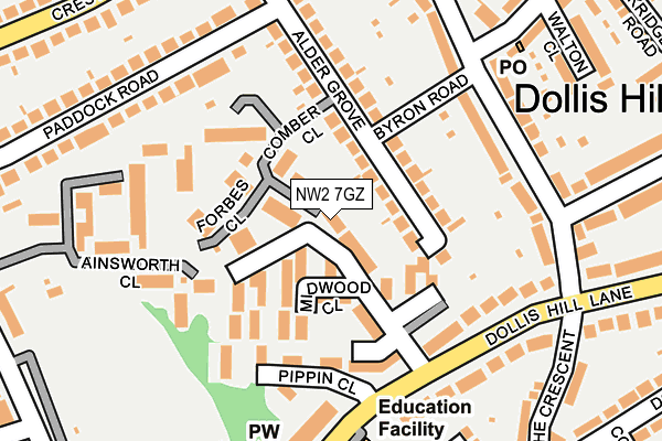 NW2 7GZ map - OS OpenMap – Local (Ordnance Survey) NW2 7GZ map - OS OpenMap – Local (Ordnance Survey)
