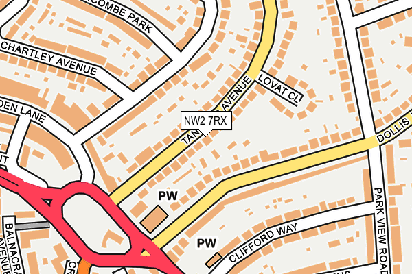 NW2 7RX map - OS OpenMap – Local (Ordnance Survey) NW2 7RX map - OS OpenMap – Local (Ordnance Survey)