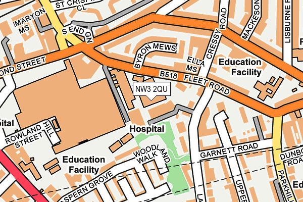 NW3 2QU map - OS OpenMap – Local (Ordnance Survey) NW3 2QU map - OS OpenMap – Local (Ordnance Survey)