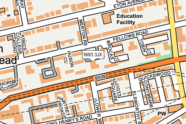 NW3 3JX map - OS OpenMap – Local (Ordnance Survey) NW3 3JX map - OS OpenMap – Local (Ordnance Survey)