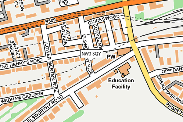NW3 3QY map - OS OpenMap – Local (Ordnance Survey) NW3 3QY map - OS OpenMap – Local (Ordnance Survey)
