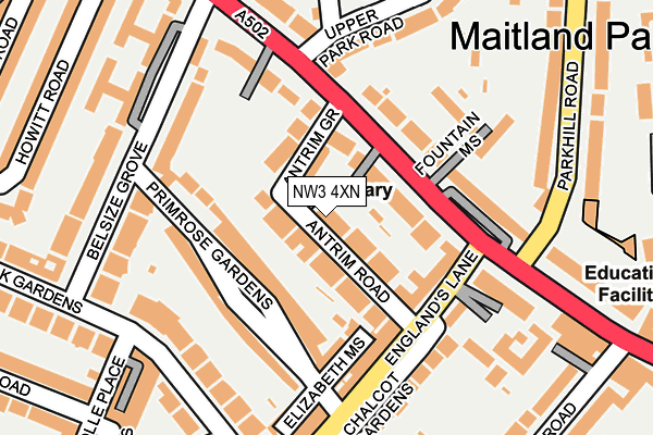 NW3 4XN map - OS OpenMap – Local (Ordnance Survey) NW3 4XN map - OS OpenMap – Local (Ordnance Survey)