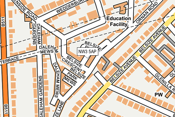 NW3 5AP map - OS OpenMap – Local (Ordnance Survey)
