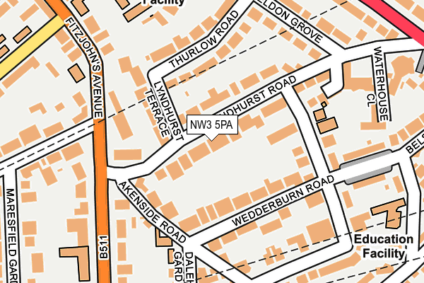 NW3 5PA map - OS OpenMap – Local (Ordnance Survey) NW3 5PA map - OS OpenMap – Local (Ordnance Survey)