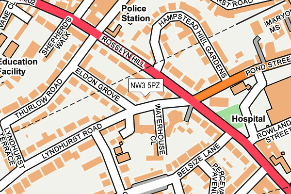 NW3 5PZ map - OS OpenMap – Local (Ordnance Survey)