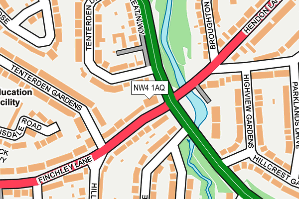NW4 1AQ map - OS OpenMap – Local (Ordnance Survey)