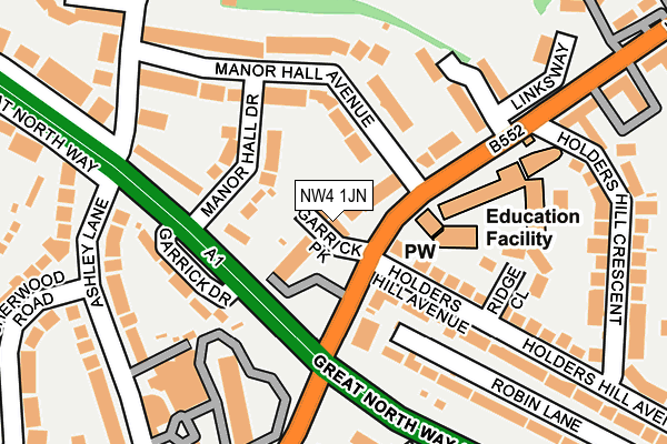 NW4 1JN map - OS OpenMap – Local (Ordnance Survey) NW4 1JN map - OS OpenMap – Local (Ordnance Survey)