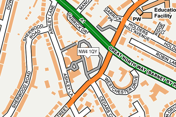 NW4 1QY map - OS OpenMap – Local (Ordnance Survey)