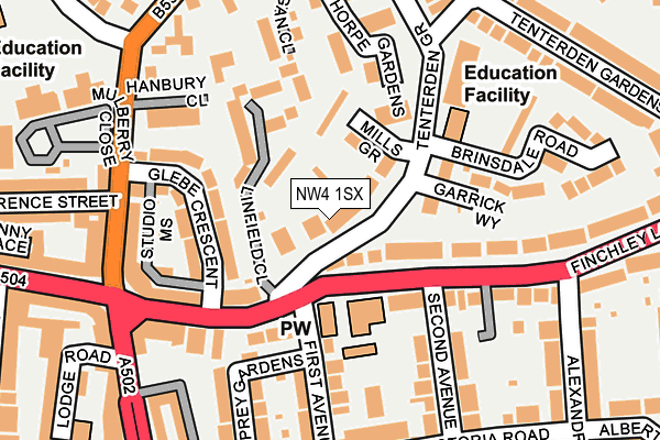 NW4 1SX map - OS OpenMap – Local (Ordnance Survey)