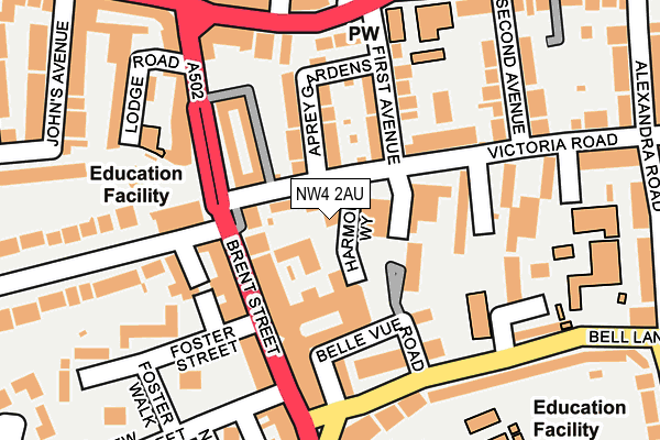 NW4 2AU map - OS OpenMap – Local (Ordnance Survey) NW4 2AU map - OS OpenMap – Local (Ordnance Survey)
