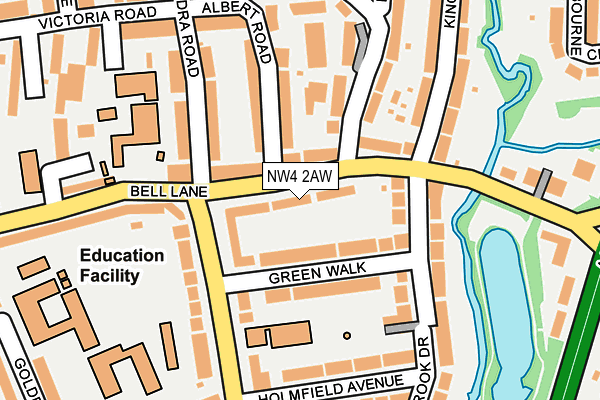 NW4 2AW map - OS OpenMap – Local (Ordnance Survey) NW4 2AW map - OS OpenMap – Local (Ordnance Survey)