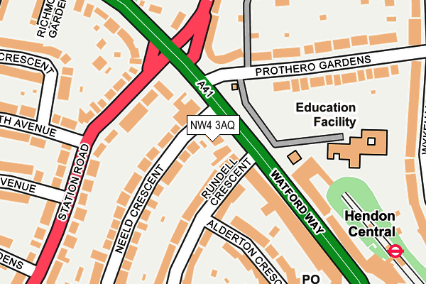 NW4 3AQ map - OS OpenMap – Local (Ordnance Survey) NW4 3AQ map - OS OpenMap – Local (Ordnance Survey)