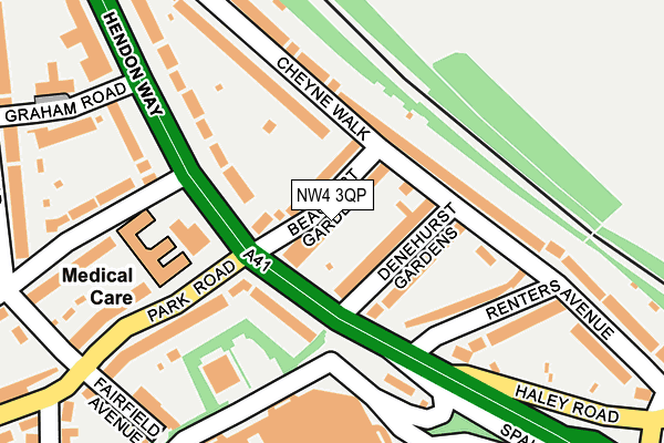 NW4 3QP map - OS OpenMap – Local (Ordnance Survey) NW4 3QP map - OS OpenMap – Local (Ordnance Survey)