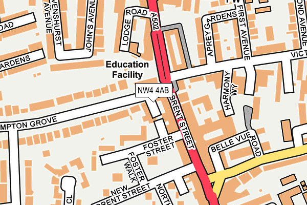 NW4 4AB map - OS OpenMap – Local (Ordnance Survey) NW4 4AB map - OS OpenMap – Local (Ordnance Survey)