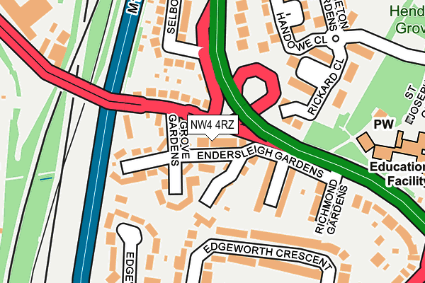 NW4 4RZ map - OS OpenMap – Local (Ordnance Survey) NW4 4RZ map - OS OpenMap – Local (Ordnance Survey)