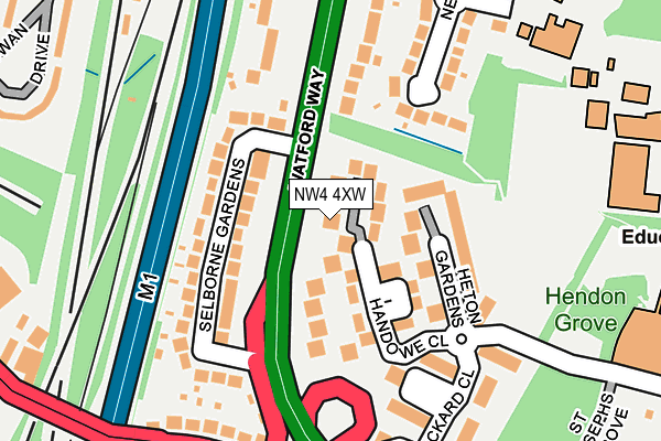 NW4 4XW map - OS OpenMap – Local (Ordnance Survey)
