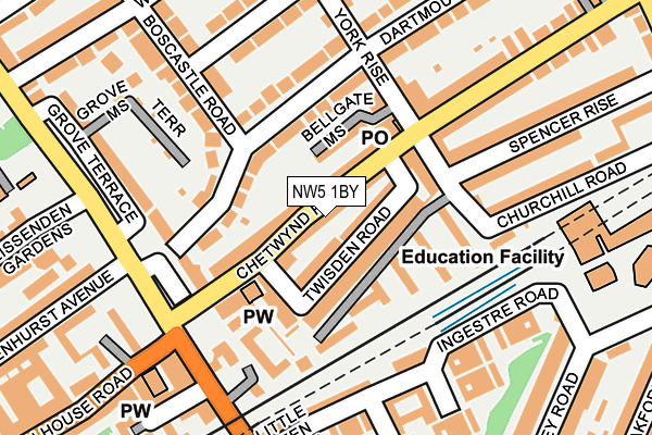 NW5 1BY map - OS OpenMap – Local (Ordnance Survey) NW5 1BY map - OS OpenMap – Local (Ordnance Survey)
