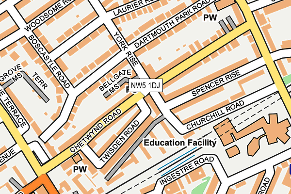 NW5 1DJ map - OS OpenMap – Local (Ordnance Survey)