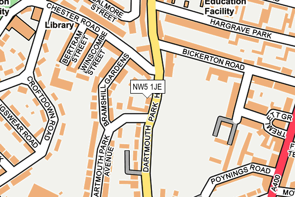 NW5 1JE map - OS OpenMap – Local (Ordnance Survey) NW5 1JE map - OS OpenMap – Local (Ordnance Survey)