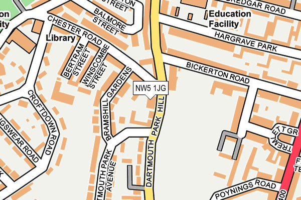 NW5 1JG map - OS OpenMap – Local (Ordnance Survey) NW5 1JG map - OS OpenMap – Local (Ordnance Survey)