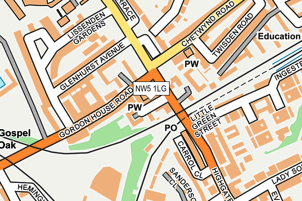 NW5 1LG map - OS OpenMap – Local (Ordnance Survey) NW5 1LG map - OS OpenMap – Local (Ordnance Survey)