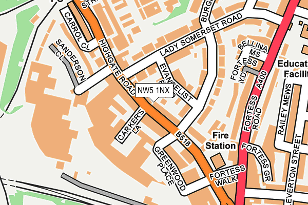 NW5 1NX map - OS OpenMap – Local (Ordnance Survey) NW5 1NX map - OS OpenMap – Local (Ordnance Survey)