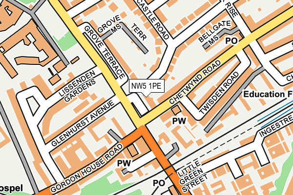 NW5 1PE map - OS OpenMap – Local (Ordnance Survey) NW5 1PE map - OS OpenMap – Local (Ordnance Survey)