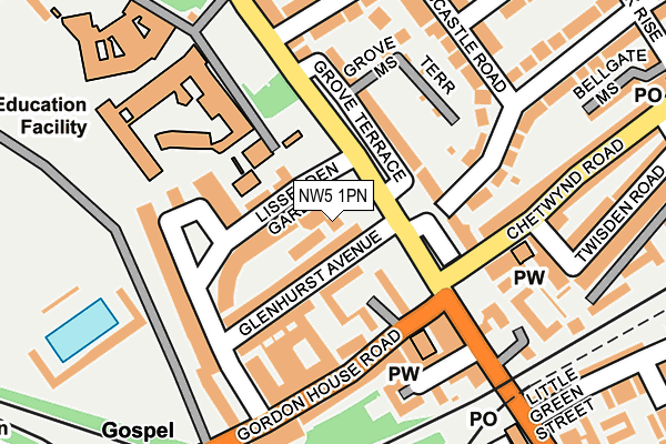 NW5 1PN map - OS OpenMap – Local (Ordnance Survey) NW5 1PN map - OS OpenMap – Local (Ordnance Survey)