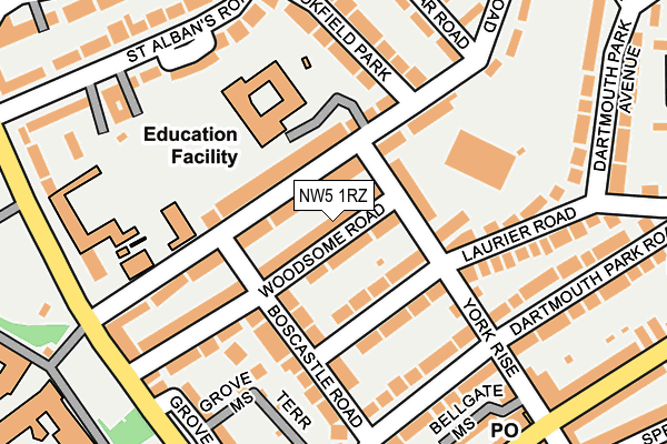 NW5 1RZ map - OS OpenMap – Local (Ordnance Survey) NW5 1RZ map - OS OpenMap – Local (Ordnance Survey)