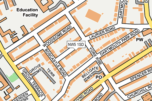 NW5 1SD map - OS OpenMap – Local (Ordnance Survey) NW5 1SD map - OS OpenMap – Local (Ordnance Survey)