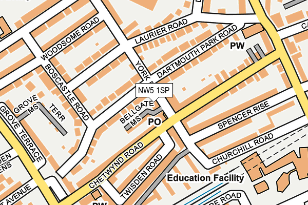 NW5 1SP map - OS OpenMap – Local (Ordnance Survey) NW5 1SP map - OS OpenMap – Local (Ordnance Survey)