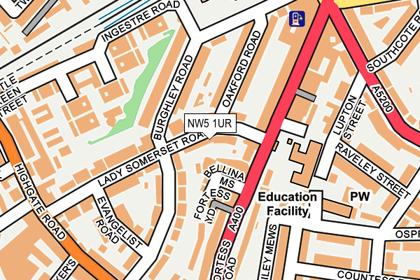 NW5 1UR map - OS OpenMap – Local (Ordnance Survey) NW5 1UR map - OS OpenMap – Local (Ordnance Survey)