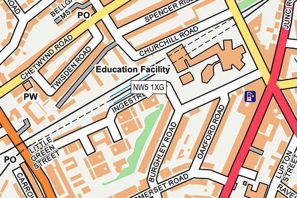 NW5 1XG map - OS OpenMap – Local (Ordnance Survey) NW5 1XG map - OS OpenMap – Local (Ordnance Survey)