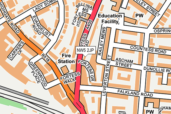 NW5 2JP map - OS OpenMap – Local (Ordnance Survey) NW5 2JP map - OS OpenMap – Local (Ordnance Survey)