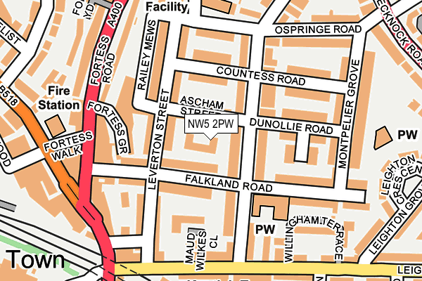NW5 2PW map - OS OpenMap – Local (Ordnance Survey) NW5 2PW map - OS OpenMap – Local (Ordnance Survey)