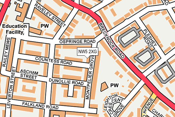 NW5 2XG map - OS OpenMap – Local (Ordnance Survey) NW5 2XG map - OS OpenMap – Local (Ordnance Survey)