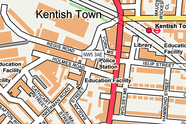 NW5 3AE map - OS OpenMap – Local (Ordnance Survey) NW5 3AE map - OS OpenMap – Local (Ordnance Survey)