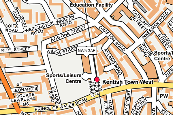 NW5 3AF map - OS OpenMap – Local (Ordnance Survey) NW5 3AF map - OS OpenMap – Local (Ordnance Survey)