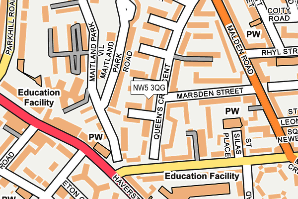 NW5 3QG map - OS OpenMap – Local (Ordnance Survey) NW5 3QG map - OS OpenMap – Local (Ordnance Survey)